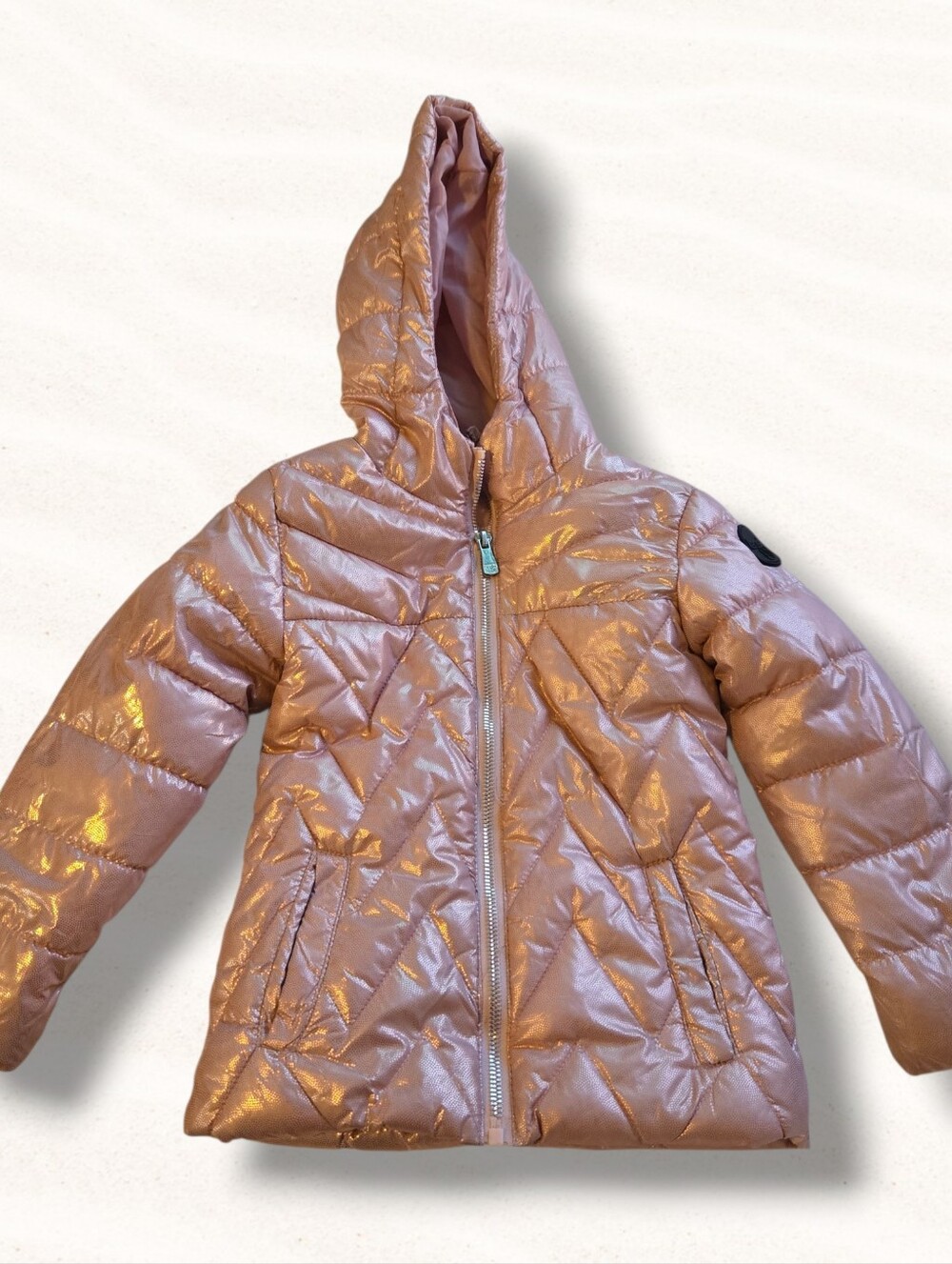 Kensie Girl Quilted Puffer Jacket Pink Rose Shiny  Hooded Size 4T